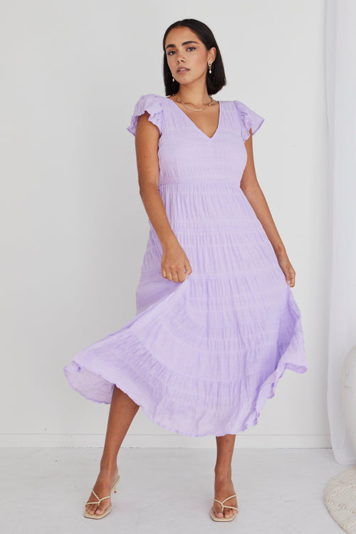 Marley Lilac Sleeveless V Neck Tiered Maxi Dress WW Dress Ivy + Jack   