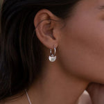 Moon Gazer Sterling Silver Plate with Mint Green Stone Hoop Earring ACC Jewellery Love Lunamei   