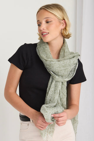 Olive Wool Blend Light Scarf