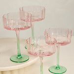 Bloom Wavy SET 4 Pink Green Cocktail Glass