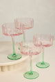 Bloom Wavy SET 4 Pink Green Cocktail Glass
