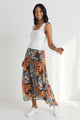 Sway Tropical Chocolate Print Flat Basque Midi Skirt