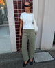 Gigi Summer Olive Drill Barrel Jean