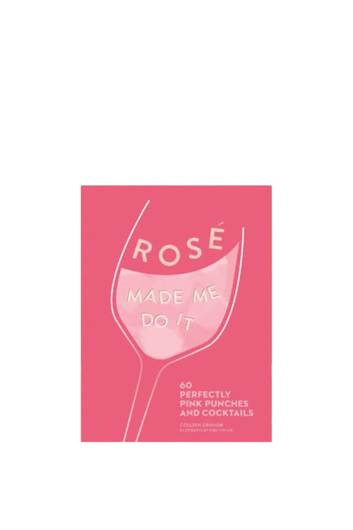 Book cover with a pink background and white text about pink cocktails and drinks.