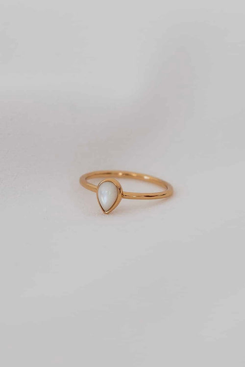 Selene Mother Of Pearl Teardrop 18k Gold Plate Medium Ring ACC Jewellery Love Lunamei   