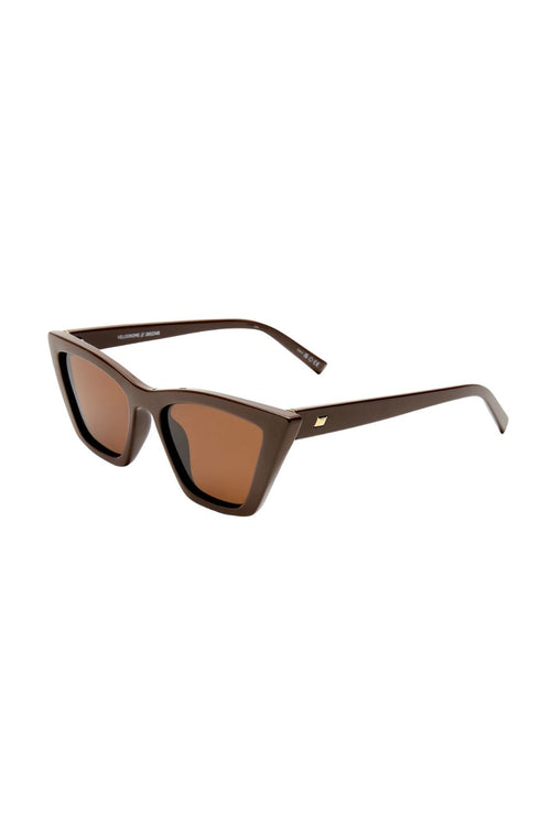 Sunglasses with brown frame and brown lenses on a white background