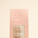 Short 2 Pair White with Oat Stripe Socks Gift Box