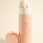 Short 4 Pair Natural Stripe Socks Round Box