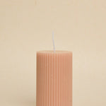 Flat Head Ribbed Column Small Handmade Soy Nude Candle