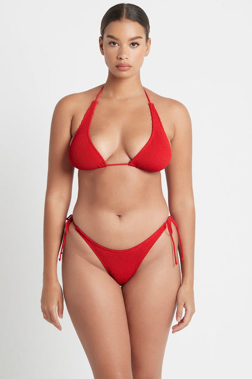 Sofie Red Eco Triangle Bikini Top OS WW Swim Bond Eye   