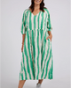 Spritz Green White Stripe Midi Dress