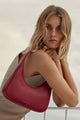 Aurora Rouge Leather Structured Shoulder Bag