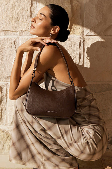 brown leather bag