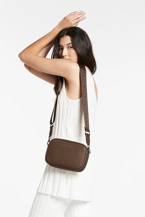 chocolate brown leather bag 