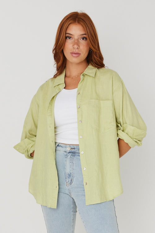 Optimum Pistachio Linen Oversized Shirt WW Shirt RE:Union   