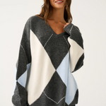 Sophie Charcoal Argyle Knit