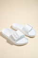 Cool White Slippers with Single Buckle