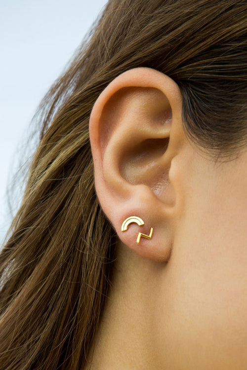 Zig Zag Gold Stud Earring ACC Jewellery Linda Tahija   