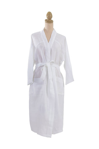 Linen White Bathrobe HW LINEN - teatowels, table, bed linen Kerridge   