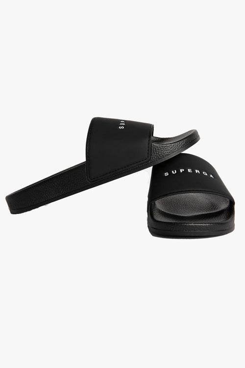 1908 Black Superga Logo Slides ACC Shoes - Slides, Sandals Superga   