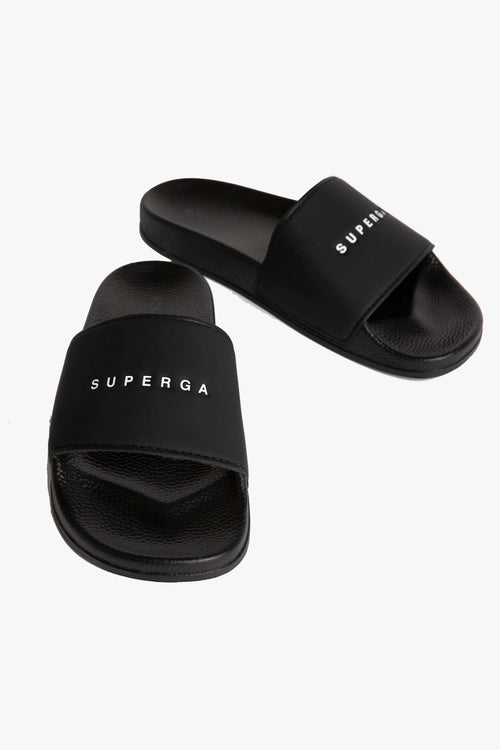 1908 Black Superga Logo Slides ACC Shoes - Slides, Sandals Superga   