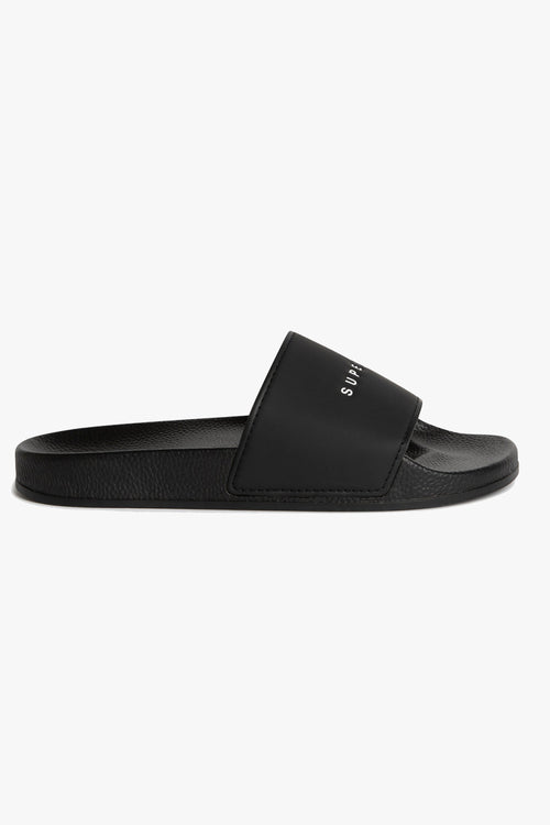 1908 Black Superga Logo Slides ACC Shoes - Slides, Sandals Superga   