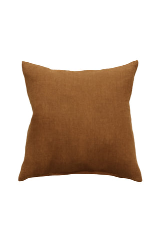 Indira linen Cushion with Feather Inner Tobacco Rust 55x55cm HW Cushions Mulberi   