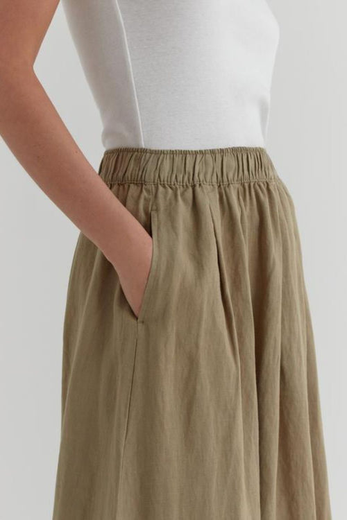 Noma Olive Linen Maxi Skirt WW Skirt Assembly Label   