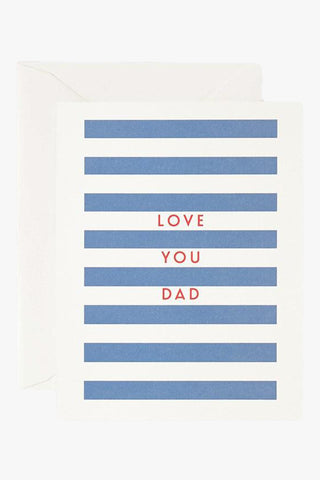 Love You Dad Blue + White Stripe Greeting Card HW Greeting Cards Father Rabbit   