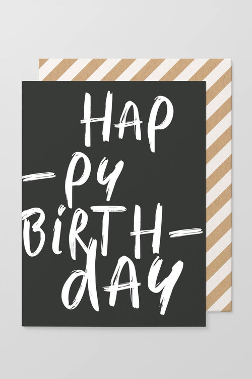 Hap-py Birth-day Black Greeting Card HW Greeting Cards Made Paper Co   