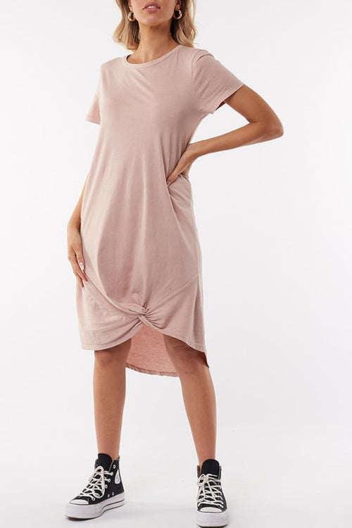 Twisted Dusty Pink SS Tee Mini Dress WW Dress Silent Theory   