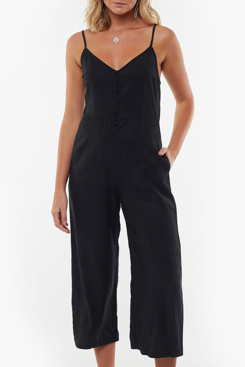 Nina Strappy Black Washed Jumpsuit WW Jumpsuit All About Eve   