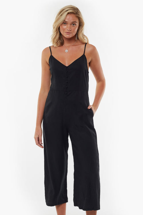 Nina Strappy Black Washed Jumpsuit WW Jumpsuit All About Eve   