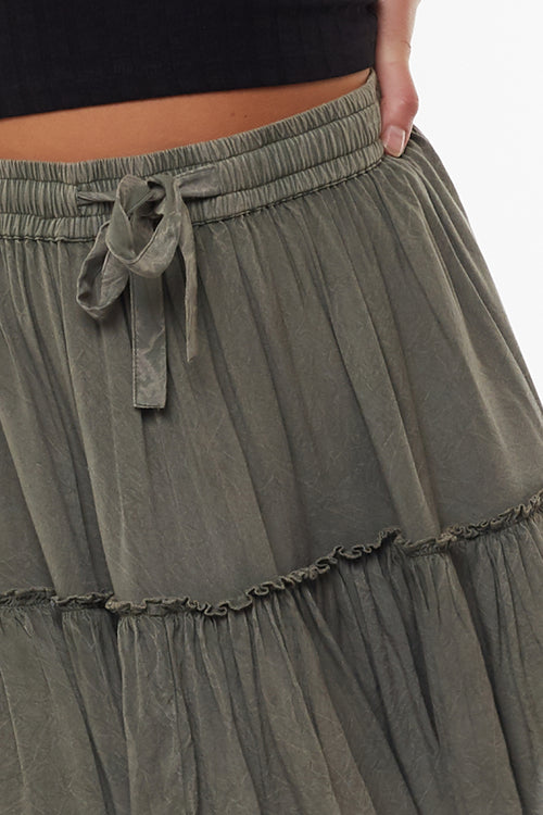 Supple Washed Khaki Frill Hem Skirt WW Skirt All About Eve   