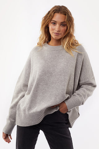 Slouchy Grey Marle Classic Knit WW Knitwear All About Eve   