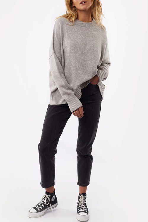 Slouchy Grey Marle Classic Knit WW Knitwear All About Eve   