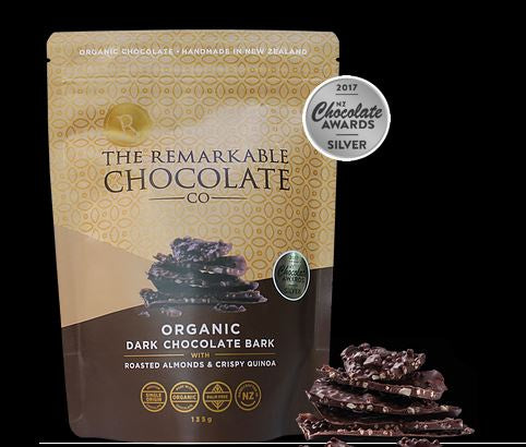 Organic Chocolate Bark Almonds + Quinoa 135g HW FOOD - Confectionary, Beverages Remarkable Chocolate   