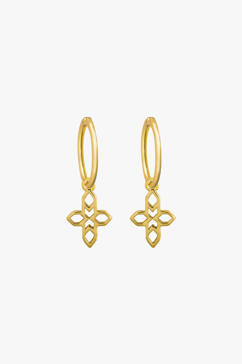 Baroque Cross Sleeper Earrings with Embellishment EOL ACC Jewellery Lindi Kingi   