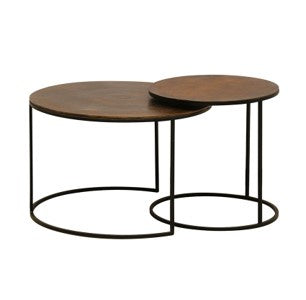 New York Round Antique Brass Nested Tables 610x430cm HW Furniture - Chair, Table, Floor Mirror, Shelf CC Interiors   