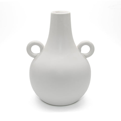 Sven White Vase with Handles 16x21.5cm HW Decor - Bookend, Hook, Urn, Vase, Sculpture NED Collections   