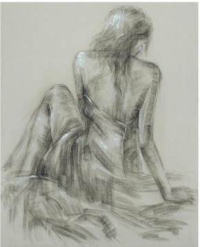 Sultry 1 Charcoal Woman Sketch on Linen with White Paint Detailing 80x100cm HW Art - Wall Decor, Clock, Wall Mirror Start With Art   