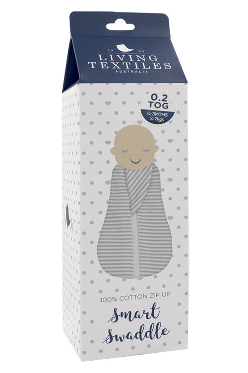 Zip Up Swaddle Grey Stripes HW Kids Living Textiles   