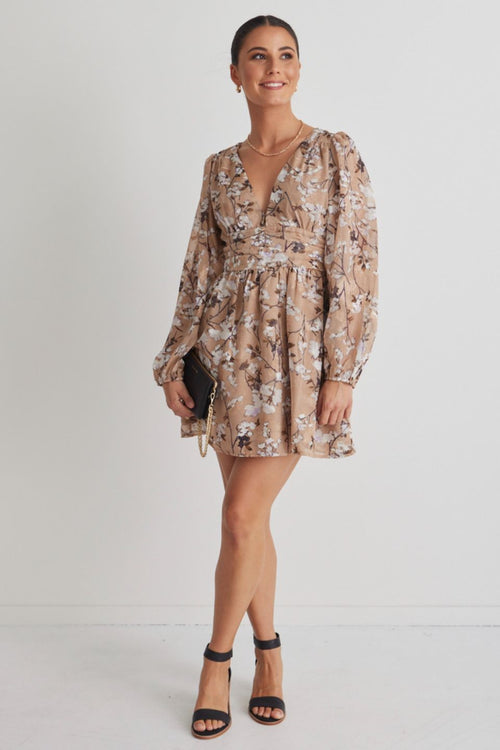 Always Possible Natural Floral Mini Dress WW Dress Among the Brave   