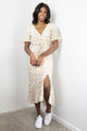 Striking Spring Floral Flutter Sleeve Cross Over Midi Dress