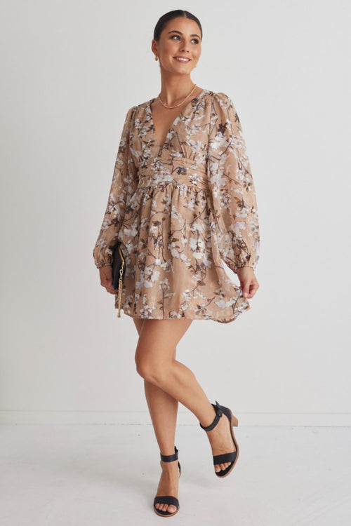 Always Possible Natural Floral Mini Dress WW Dress Among the Brave   