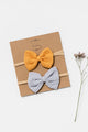 Organic Muslin + Nylon Bow Headbands Set of 2 Saffron + Frost