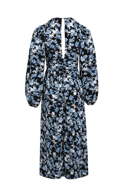 Better Than Ever Large Blue Floral Puff Sleeve Tiered Maxi Dress WW Dress Among the Brave   