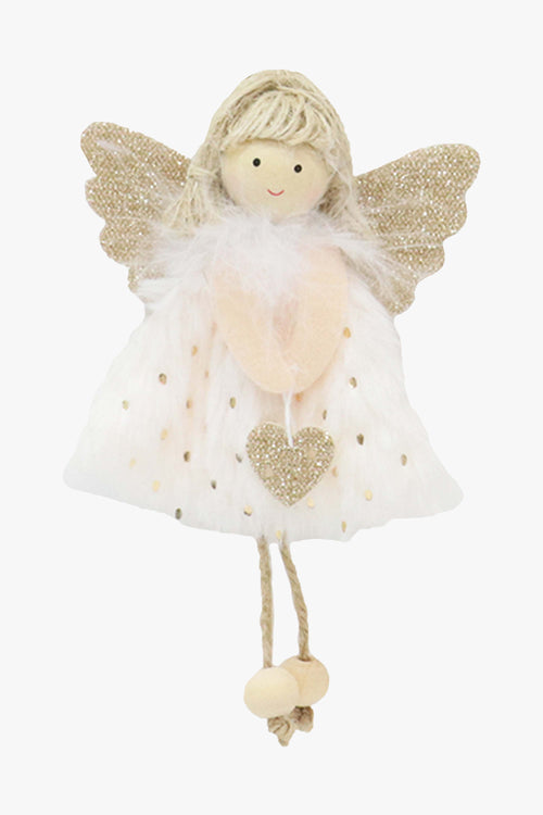 Moritz Style 45 Angel White with Gold Wings and Gold Spots on Dress Holding a Gold Heart HW Christmas Le Forge   