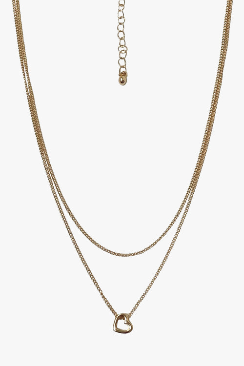 Double Chain Heart Gold Necklace ACC Jewellery Flo Gives Back 15% to Women In Need   