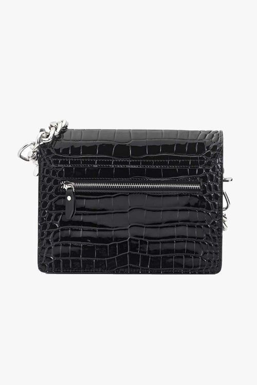 Big Trouble Black Croc Leather Shoulder Bag with Silver Chain Hardware ACC Bags - All, incl Phone Bags Stolen Girlfriends Club   